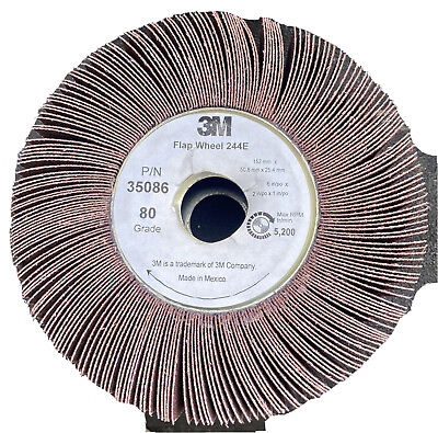 #ad 1 3M 35086 80 Grit 6x2x1” Flap Wheel 244E Deburring Sanding Grinding Disc Wheel $42.50