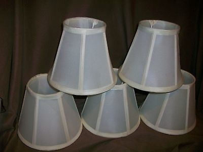#ad #ad 5 *USED* SOFT BACK CHANDELIER LAMP LIGHT SHADES CANDLESTICK OFF WHITE FABRIC $29.99
