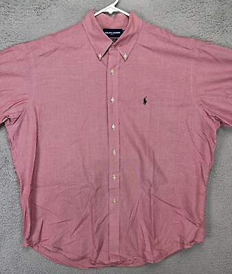#ad Ralph Lauren Golf Shirt Adult XL Tilden Red Houndstooth Pony Button Down Mens $18.05