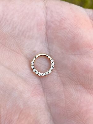 #ad Clicker Nose Ring Septum Daith Hoop Ear With Natural Diamonds 14k Gold Yellow $237.99