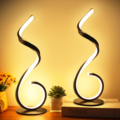 #ad Modern Spiral Table Lamps Set of 2 10W Bedside Table Lamps for Living Room Dim $75.96