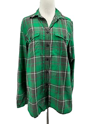 #ad Denim amp; Supple Women#x27;s Green Long Sleeve Plaid Button Up Shirt Size Large $15.00