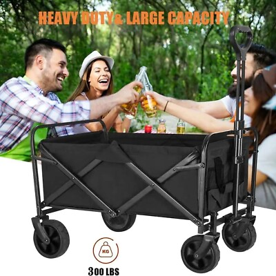 #ad Collapsible Wagon Push Pull Beach Trailer Foldable Garden Cart Folding Shopping $59.98
