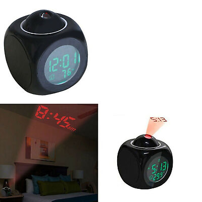 #ad Digital Alarm Clock Snooze LED Wall Ceiling Projection LCD Digital Voice Talking $16.99