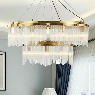 #ad 25.6quot; Luxury Crystal Chandelier 8 Lights Hanging Lamp Gold Ceiling Lamp Fixtures $321.99