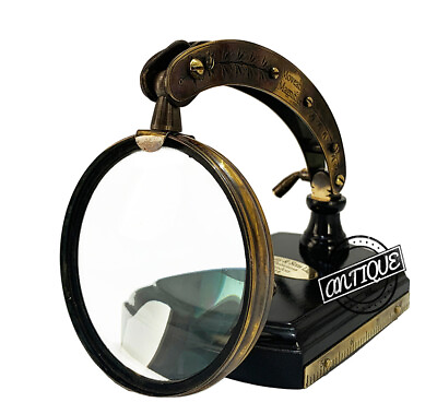 #ad Brass Desk Christmas Magnifying Glass Antique Map Reader Jewelry Lens Compass $41.40