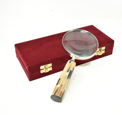 #ad Magnifying reading Glass Mother of Pearl Handle Handheld 10x Magnifying Lens $39.50