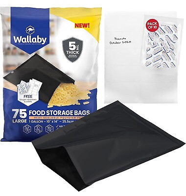 #ad Wallaby Heat Seal 5 mil 1 Gallon Bags 14 X 10 IN w 80 400Cc OxyLabels 75x BLACK $49.99