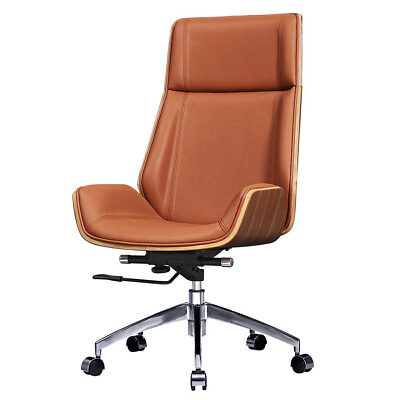 #ad Light Brown Genuine Leather Office Chair Desk Ergonomic Swivel Walnut $259.00