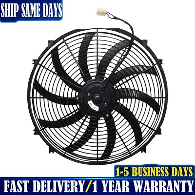 #ad 16quot; Universal Slim Fan 3500FCM Push Pull Electric Radiator Cooling 12V Mount Kit $29.77