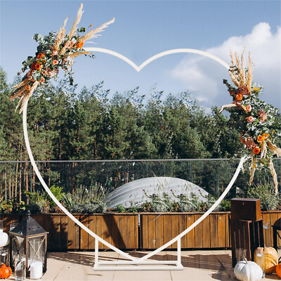 #ad 7.2FT Heart Shape Wedding Arch Stand Heavy Duty Metal Balloon Backdrop for Party $54.90