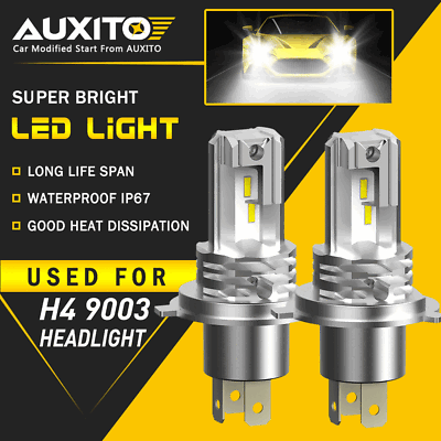 #ad AUXITO Super Bright H4 9003 LED Headlight Kit Bulb High Low White 40000LM EOA $26.99
