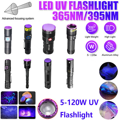 #ad 3 120W LED UV Ultra Violet Blacklight Torch 365 395nm Inspection Lamp USB Charge $9.99
