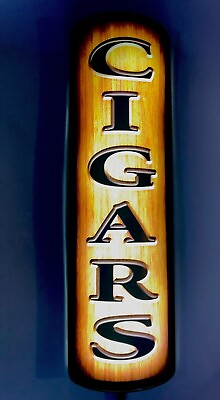 #ad AA Battery LIGHTED CIGAR SIGN WALL SCONCE CIGAR SHOP SMOKE SHOP curved sign $36.95