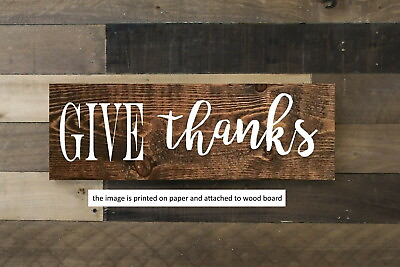 #ad Give Thanks Sign Farmhouse Rustic Decor Shelf Sitter 8x3quot; $12.50
