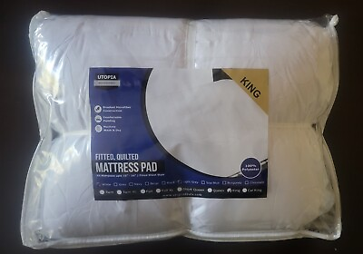 #ad Utopia Bedding Quilted Fitted Premium Mattress Pad King Size White $18.50