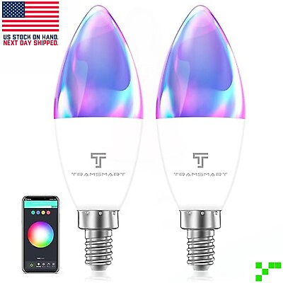 #ad 2 pc WiFi Smart Candle LED Light Bulbs E12 5W Dimmable RGB Color Changing Bulb $8.95
