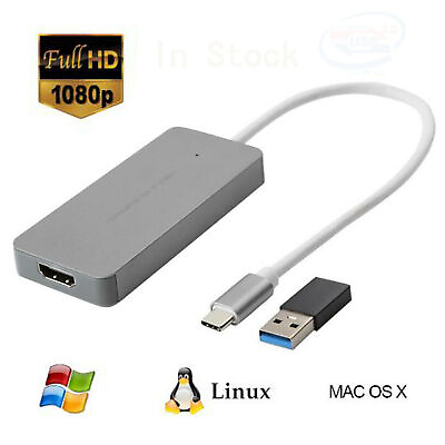 #ad USB 3.0 Type C 1080P HD HDMI Video Capture Card Drive free Live Streaming $58.36