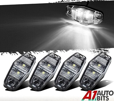 #ad 4x Led Side Rear Front Chrome Marker White Lights Lamps 12v Trailer Horsebox Van GBP 11.57