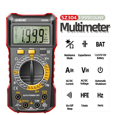 #ad Multifunction Digital Multimeter 1999 Counts AC DC Volt Current Ohm Tester Meter $8.76