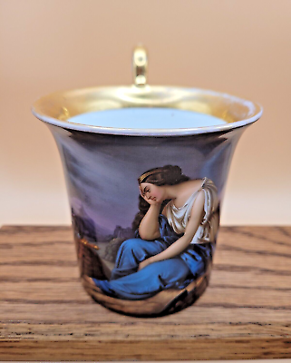 #ad KPM 19th Century Antique Century German Fine Porcelain Handpainted Mug C $97.46