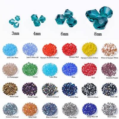 #ad 4mm 6mm 8mm Bicone Faceted Crystal Glass Loose Crafts Beads Jewelry Making $5.69