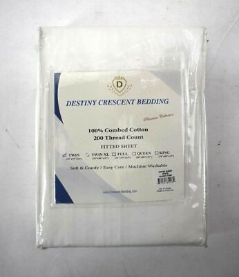 #ad Destiny Crescent Bedding Cotton Twin Hotel Bed Fitted Sheet 39quot; x 75quot; x 15quot; $19.79
