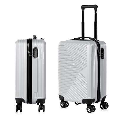 #ad Carry On Luggage 20quot; Hardside Suitcase ABS Spinner Luggage with Lock Crossroa $22.50