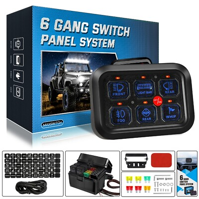 #ad 6 Gang LED Work Lights Control Switch Panel Kit Blue Light Pickup SUV Truck ATV $99.79
