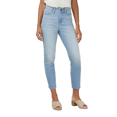 #ad LC Lauren Conrad Light High Rise Raw Hem Tapered Leg Mom Jeans Sz 14 NWT $33.99