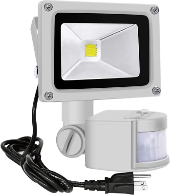 #ad Z Motion Sensor Flood Lights Outdoor10W Induction LED Daylight White Gray $51.54