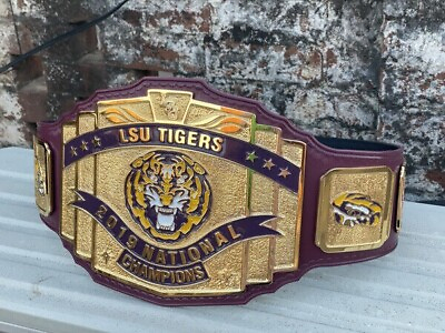 #ad LSU Tigers National Championship belt 4mm zinc metal deep engraved Leather Strap $213.00