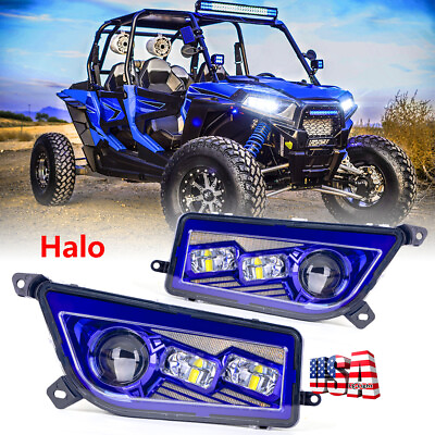 #ad 2pc Auto Accessories ATV Blue Halo LED Headlights for Polaris RZR 900 XP 1000 $189.99