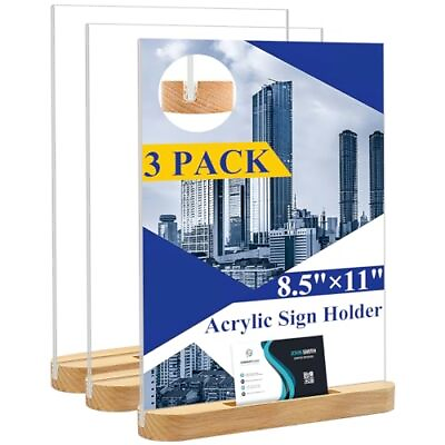 #ad 8.5 x 11 Acrylic Sign Holder Plastic Signs Display Holder T Shape Double Side... $38.05