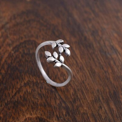 #ad Ladies Leaf Toe Ring Solid Metal 925 Sterling Silver 14k White Gold Plated $52.49
