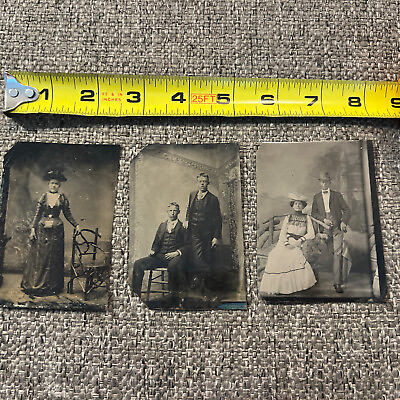 #ad Lot Of 3 tin type Antique photos Late 19th Century Early 20th Century $29.00