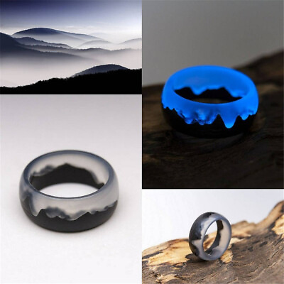 #ad Hot Fashion Wood Ring Feature Ring Resin Ring Luminous Ring for Men and Women $7.99
