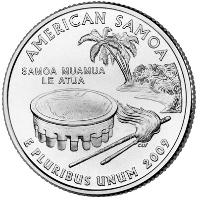 #ad 2009 D American Samoa U.S Territory State Quarter. Uncirculated from US Mint $2.59