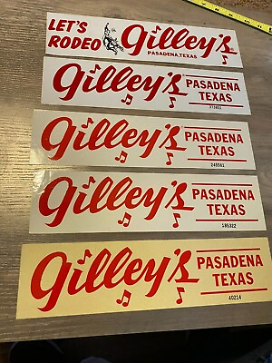 #ad Vintage Bumper Sticker Lot Early Serial Numbers Gilley#x27;s Country Bar Texas $499.99
