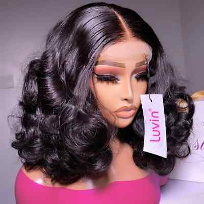 #ad Glueless Body Wave Short Lace Human Hair Wigs Lace Closure Wig Transparent Women $220.14