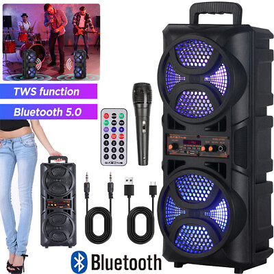 #ad 3000W Portable Party Bluetooth speaker Dual 6.5quot; Loud Speaker Rechargeable $39.99