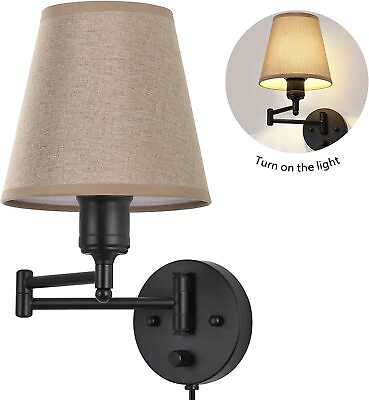 #ad Wall Lamps Set of 2 Swing Arm Wall Sconce Lighting Bedroom Plug in Vanity Light $37.99