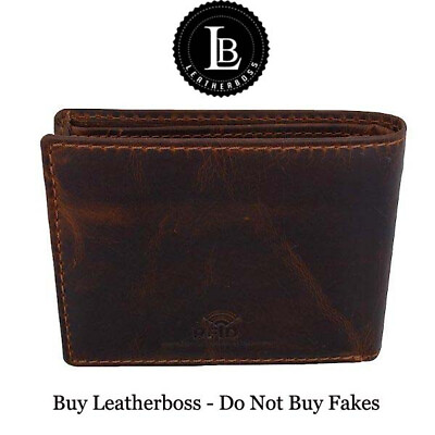 #ad RFID Blocking Brown Vintage Leather Men#x27;s Bifold Center Flap Wallet $14.98