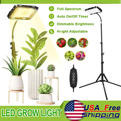 #ad Dimmable 150W LED Grow Light Lamp for Indoor Plants w Stand Auto on off Timer $21.99
