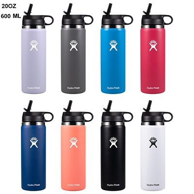 #ad 20 32oz Hydro Flask Water Bottle W straw Lid Stainless Steel Vacuum Wide Mouth $19.98