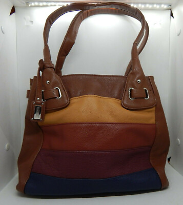 #ad Stone amp; CO Ladies Handbag. Tracy Fall Stripe Multicolor Pebbled Leather NWD $22.00