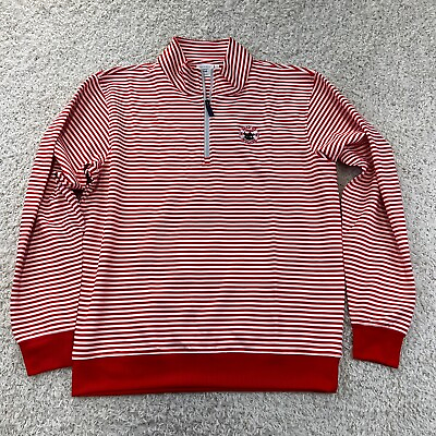 #ad Bald Head Blues NC State Pack Of Wolves Striped Golf Pullover 1 4 Zip L Red NWT $35.09