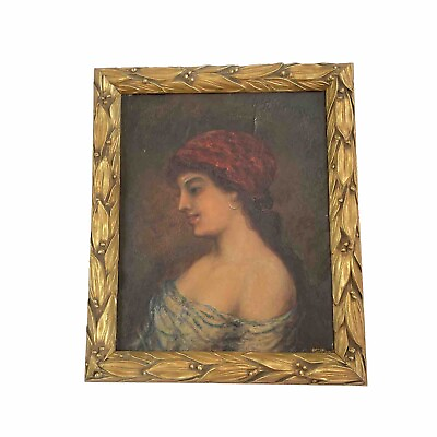 #ad Antique Gypsy portrait Oil painting Framed Signed Impressionist Painting $1500.00