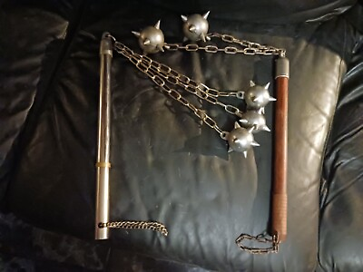 #ad Lot of 2 Spiked ball and chain Mace: 1 Vintage amp; 1 Modern with pull out Knife $65.00