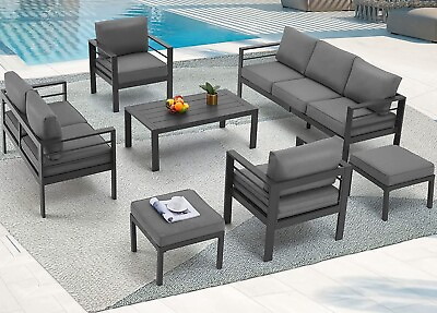 #ad Aluminum Patio Furniture Set 7 Pieces Outdoor Conversation Sets with Table $899.98